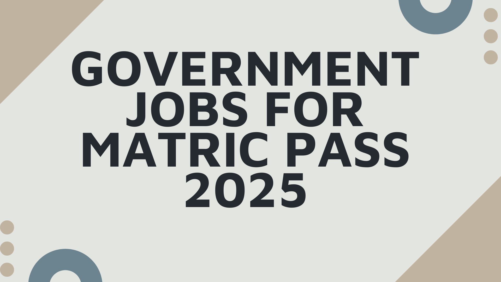 government jobs for matric pass
